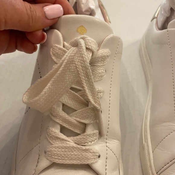 Kate Spade Women’s Nappa White Leather Sneakers Lace Up size 8.5 used in box - Picture 10 of 14